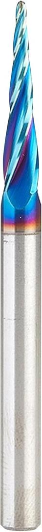 Amana Tool Carbide Up Cut Spiral CNC Router Bits for 2D/3D Carving, 46282-K, 5.4 Deg Tapered Angle Ball Tip 1/16 D x 1/32 R x 1 x 1/4 Shank 4 Flute