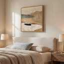 Framed Neutral Organic Abstract Canvas Wall Art for Dining Room, 24x24 In