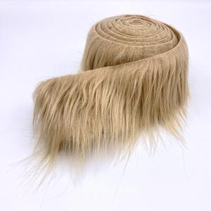 Ice Fabrics Craft Faux Fur Fabric Pre Cut Rolls - 2"x60" Fur Ribbon Mohair Fabric Strips - Super Soft and Fuzzy - Perfect for Crafts, Costumes & Decoration - Beige - 2x60