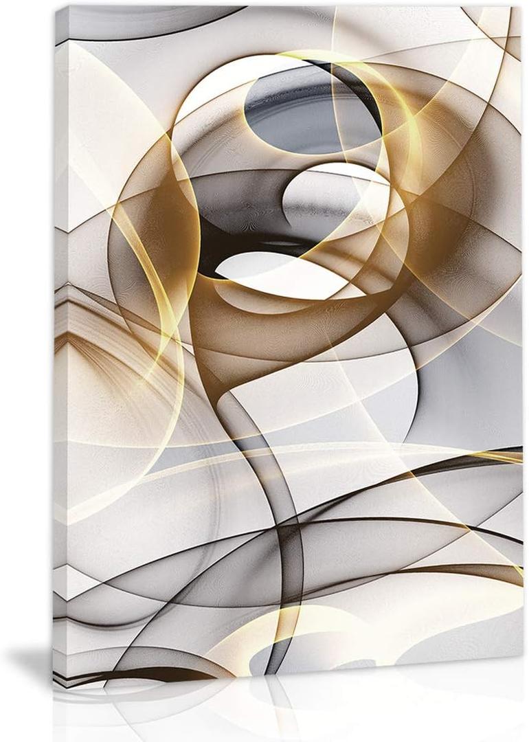 Abstract Wall Art Modern Abstract Wall Decor Gray And Gold Canvas Picture Painting Kitchen Prints Pictures for Home Living Dining Room 24 X 36Inches