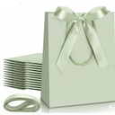 Silkfly 12 Pcs Paper Gift Bags with Handle 9x7x3.15'' Thank You Gift Bags with Bow Ribbon for Holiday Valentines Wedding Bridal Baby Shower Birthday Party (Champagne)