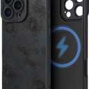 Case for iPhone 15 Pro Max [Compatible with MagSafe] Built in Magnetic Cute Girly Sleek Print Boho Aesthetic Style Design for Women Girls Flowers Floral Black Sunflower Soft TPU Protective Shockproof