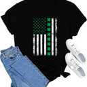 MAIHUN St Patricks Day Shirts Womens St. Paddys Day Shamrock Tshirt Green Clover Short Sleeve (Black, L)