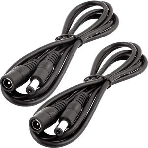 2pcs 1m 3.3ft DC Extension Cable 12V Extension Cord 5V-24V Power Cord 5.5mm x 2.1mm DC Jack Plug Adapter Male to Female for Car Monitor, CCTV Camera, LED Strip Light, etc, Black