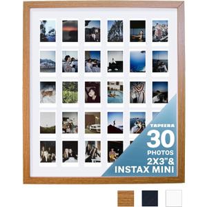 Multi Picture Frame Collage Wall Decor - For Fujifilm Instax Mini Film
30-Opening - 2x3 Picture Frame - Home Decor Collage Frame - Not Compatible with Polaroid 600 film & i-Type film - Wood Frame