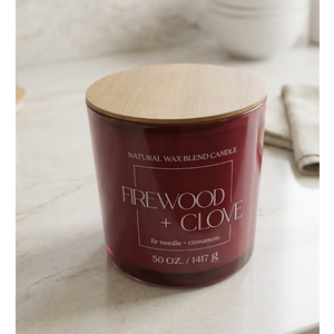 Natural Wax Blend Candle Firewood + Clove (50oz)