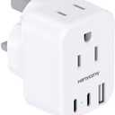 US to UK Ireland Travel Plug Adapter, HANYCONY Type G Travel Adapter 2 Outlets 3 USB Ports(2USB C), UK Power Adapter Converter for USA to Dubai England London Scotland British Kenya Irish Hongkong