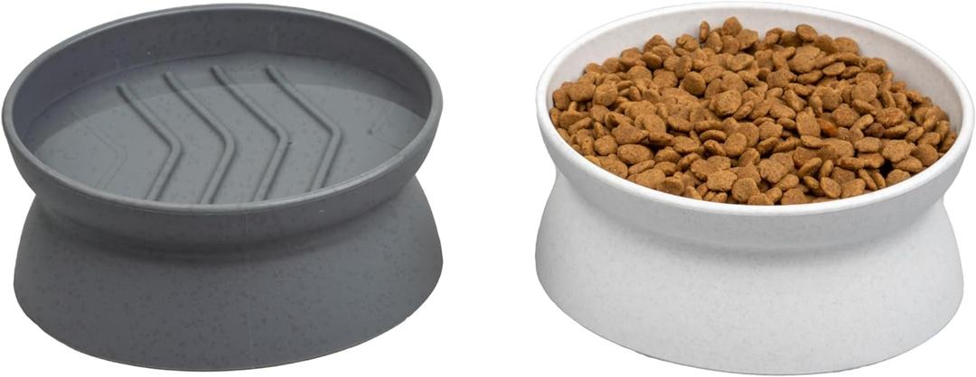 Kitty City Raised Cat Bowls, Small Slow Eat Bowl 2pk (Modern)