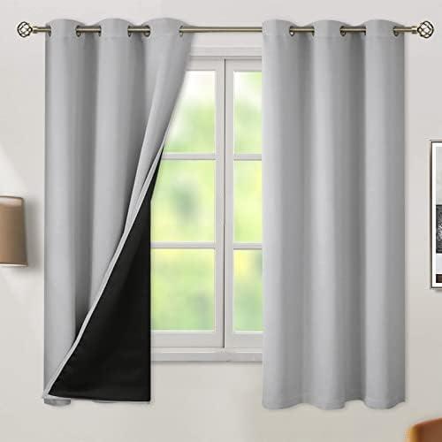 BGment Light Grey Blackout Curtains for Bedroom - Black Out Curtains 63 Inch Long Thermal Insulated Grommet Total Room Darkening Window Drapes for Living Room, 2 Panels, 42 x 63 Inch