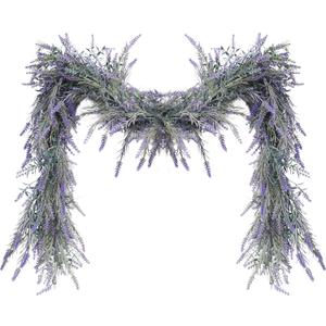MAKHOT Spring Summer Lavender Purple Garland, 6Ft Lavender Artificial Green Garland, Fake Silver LavenderLeaves Vines for Wedding Mantle Party Arch Porch Stair Table Door Home Decor (Light Purple)