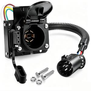 7 Way Trailer Plug,7-Way Blade and 4-Way Flat Trailer Wiring Adapter for Ford,Dual-Output 7 and 4 pin Truck Plug with Mounting Bracket for Truck RV