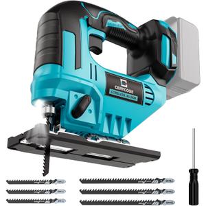 Jigsaw Compatible With Makita 18V Battery, Cordless jig saw tool Brushless Motor, 0- 45 Bevel Cuts, LED Light with 3 Position Orbital Setting for Straight/Curve/Bevel/Circle Cutting, No Battery