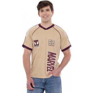Marvel Men's Athletic Jersey Shirt V-Neck T-Shirt (Beige)