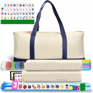 Green American Mahjong Tile Set, 166 Quality Green Tiles, 4 All-in-One Color Rack/Pushers, Game Set with Environmental Friendly Carrying Bag, 5 pcs Official Revision Mahjong Cards 2025