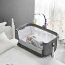 Yacul Baby Bassinet Bedside Sleeper, with Music Box, Easy to Assemble Bed to Bed, Adjustable Portable Crib for Infants Baby Boys and Girls (Dark Gray) (Grey)