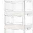 Clear Storage Bins with Lids Stackable & Durable Plastic Folding Bins for Bedroom, Living Room, Study, Bins with Magnetic Closure (3 Tier-3Lids)