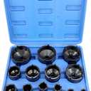 13pc Spindle Nuts Socket Kit Ball Joints Axle Locknut Remove Install Locking Hub Socket for KM Groove Nuts, 4 Teeth Exterior with 1/2'' 21.5mm 25mm 30mm 32.5mm 36mm 43mm 48.5mm 57mm 62.5mm 69mm 76mm