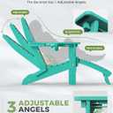 Ciokea Folding Adirondack Chair with Retractable Ottoman Fire Pit Patio Chair with Pull Out Foot Rest Weather Resistant Lawn Outdoor Lounge Chair with 2 Cup Holder (Lake Blue)