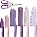 Astercook Knife Set, 13 Pieces Kitchen Knives Set with Healthy Anti-Rust Coating, Dishwasher Safe, Stainless Steel Chef Knife Sets with 6 Blade Guards, Perfect Holiday Gifts for Kitchen Purple (Large)
