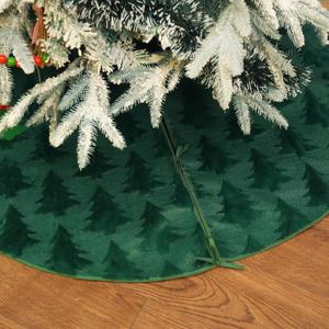 CROWNED BEAUTY Christmas Tree Skirt Collar 36 Inch Green Xmas Pine Trees Faux Fur Soft Plush Decoration TS35-36