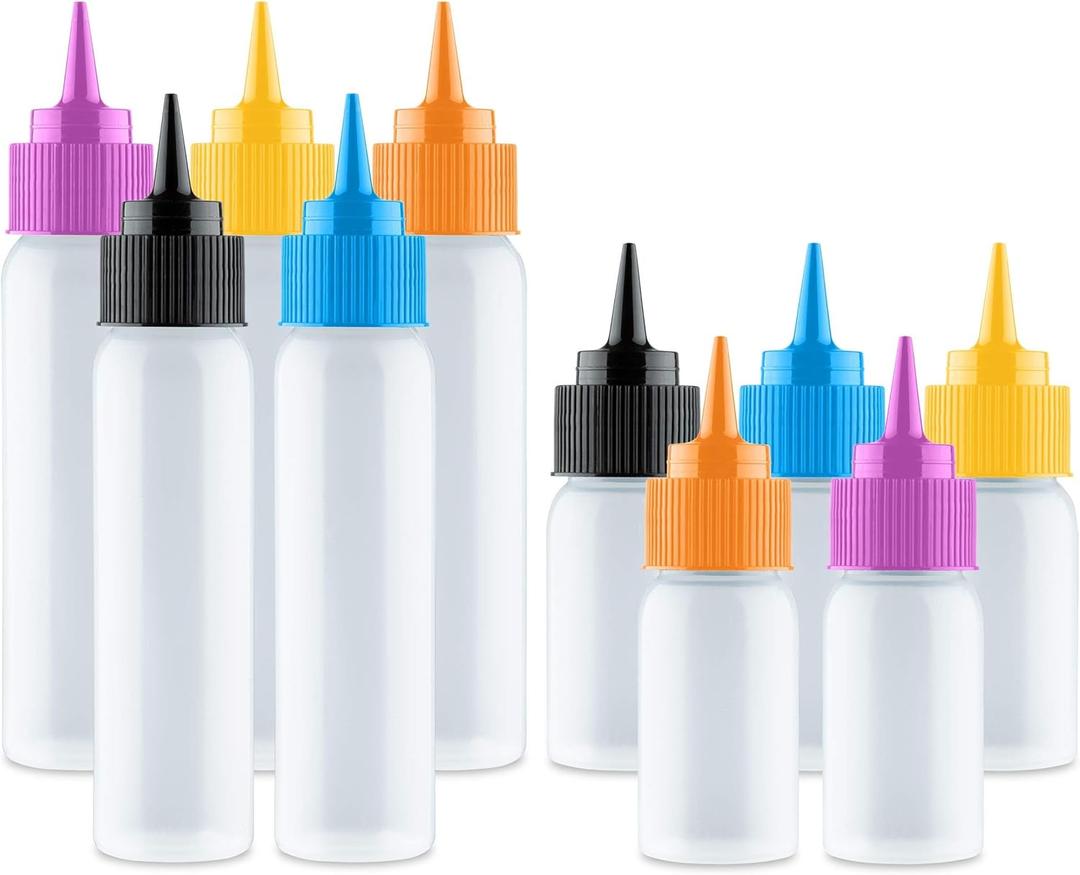 Free Hand Writer Bottles - 10 Easy Small Squeeze Bottles - 5 Each (1 and 2 Ounce) - Cookie Cutters, Cake and Baking Decoration, Food Coloring & Royal Icing Supplies for Writing (10 bottles)