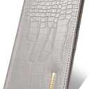 Wallet Women Bifold Faux Crocodile Leather Minimalist Slim Thin Long Wallets RFID Blocking Credit Cards Holder Purse with Back Zipper Coin Pocket for Women and Men,Grey