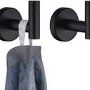 JQK Black Bathroom Towel Hook, Coat Robe Clothes Hook for Bathroom Kitchen Garage Wall Mounted (2 Pack), 304 Stainless Steel Matte Black, TH100-PB-P2