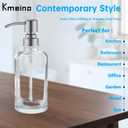 Clear Glass Dish Soap Dispenser Cylindrical, Refillable 11oz Hand Soap Lotion Dispenser with Brushed Nickel Stainless Steel Pump Bathroom Kitchen Countertop