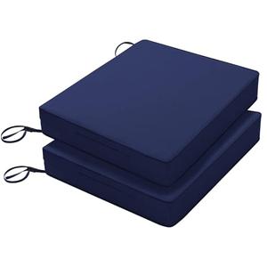 Favoyard Patio Chair Cushions 18.5 x 16 x 3 Inch Waterproof Outdoor Seat Cushions for Patio Furniture 3-Year Color Fastness Garden Sofa Couch Pads with Handle & Adjustable Straps Set of 2, Blue