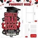 Mifoci Extra Large Class 2026 Graduation Yard Sign with Metal Stakes 47.2 Inch Congrats Grad Lawn Decor Yard Sign Decorations Grad for Outdoor Indoor Congrats Graduation Party Supplies(Red)