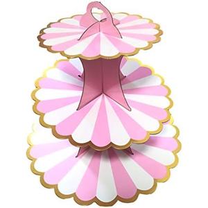 BRTOPMY 3 Tier Cupcake Stand with Candyland Lollipop Cupcake Stand Tower Stand for Weddings Baby Showers Birthday Parties Thanksgiving Cupcake Party Decorations Pink