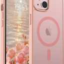 SUPFINE Magnetic for iPhone 14 Case & iPhone 13 Case (Compatible with MagSafe) (Military Grade Drop Protection) Slim Translucent Matte Shockproof Phone Cover,Pink