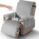 Timeles Velvet Recliner Chair Cover, 100% Waterproof Recliner Covers That Stay in Place with Pocket for Pets & Dogs (Medium: 23",Light Gray)
