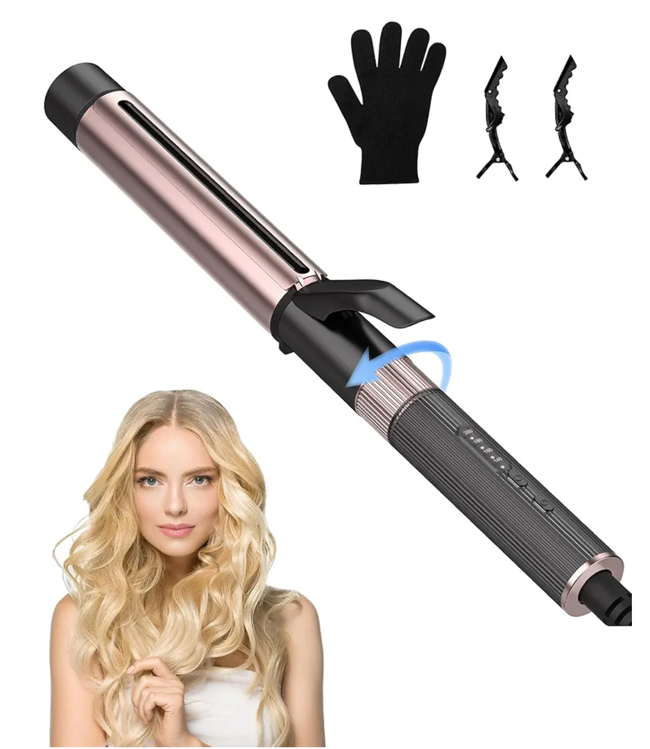 1 1/4 Inch Curling Iron,4 Adjustable Temp Long Barrel Curling Iron Up to 400°F,1.25 Inch Adjustable Hair Clip Loose Curling Wand for Long Hair 110-240V