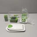 Mueller Pro-Series 10-in-1, 8 Blade Vegetable Chopper, Onion Mincer, Cutter, Dicer, Egg Slicer with Container, French Fry Cutter Potato Slicer, Home Essentials, Salad Chopper White Sand/Green