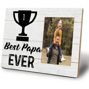 UNCDLV Papa Gift Picture Frames, Best Papa Ever Gifts for Dad Frame, Dad Gifts from Daughter Son, Grandpa Picture Frame for Shelf Bedroom Livingroom Table Desk Gift for Women 10x15cm