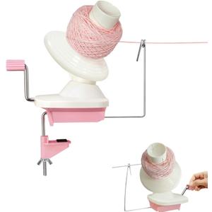 Yarn Ball Winder for Crocheting: Yarn Winder for Crocheting & Yarn Spinner for Knitting Hand Operated (Pink)
