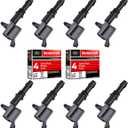 MAS Set of 8 Platinum Spark Plugs and 8 Straight Ignition Coil Packs Compatible with Ford F-150 Expedition F-250 Super Duty F-350 Super Duty 5.4L Replacement for FD508 SP515 SP546 DG511