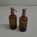 GMISUN Amber Glass Soap Dispenser, 2 Pack Bathroom Hand Soap Dispensers with Rose Gold Pump, 17 Fl Oz Kitchen Hand and Dish Soap Dispenser Set, Modern Vintage Liquid Brown Soap Dispensers Bottle