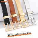 WHIPPY Set of 4 Women Skinny Belts Thin Leather Waist Belt with Alloy Pin Buckle for Pants Jeans Dresses, Black/Brown/Gold/Silver,Fits Waist 23"-26"