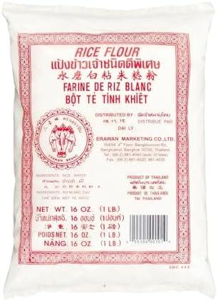 Thai Rice Flour 16 oz (Basic), Pack of 1, Thailand Rice Flour for Baking & Cooking, 100% Natural, Gluten-Free, Vegan, 24 Pack BB Date 21 MAY 2026