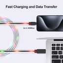 USB C Cable Light up Type C Charger Fast Charging, USB C Charger Cable with 17 Light Switching Modes for iPhone 15/15 Pro Max Samsung Galaxy S10 S10+ / Ultra S22 S21 S20 A13 Note 20 (3FT)