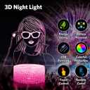 2 x 3D Night Light Gifts: Singer Stuff, Teen Girls Women Fans Room Party Decor, Table Lamp with Remote Control 16 Color Changing (Blue)