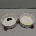 LE TAUCI Ceramic Dog Bowls with Acacia Wood Stand - 7 Inch Food & Water Set for Medium-Large Dogs - Weighted Pet Bowls (L-5 Cup, Fireworks+Clover)