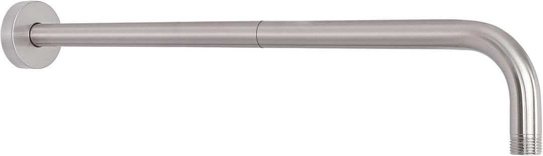 HarJue Shower Arm with Flange and Teflon Tape, Wall Mounted Shower Pipe Arm 304 Stainless Steel Extension Arm for Fixed Shower Head & Handheld (20 Inch, Brushed Nickel)