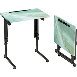 Fleecy day Folding TV Tray Table,Adjustable TV Dinner Table with Sturdy MDF Top,Eating Trays for Living Room with No Assembly Required (Sea Blue) (1PC)