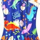 Girls Bathing Suits UPF 50+ Swimsuits Quick-Dry Cross-Strap for Toddlers & Kids 3-12T Sleeveless Sun Protection (5-6 Years, Blue Dinosaur)