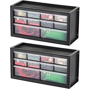 IRIS USA Small Plastic Storage Drawers, 10-Drawer - 2 Pack, Stackable Teacher Toolbox Craft Small Parts Bead Screw Hardware Building Bricks Organizer, Drink and Water Flavor Packet Organizer, Black