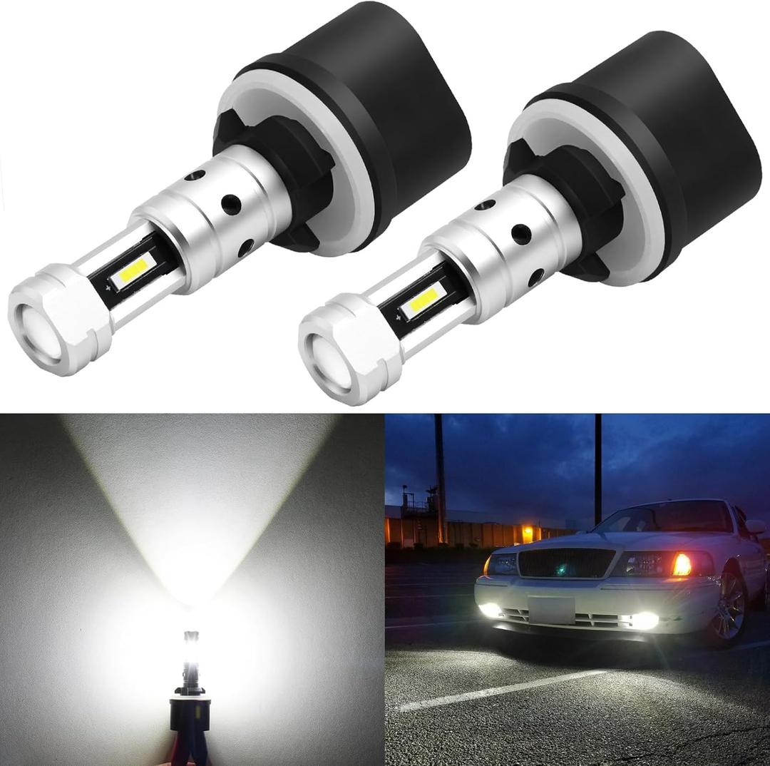 PHINLION 880 LED Fog Light Bulbs, 3800 Lumens Super Bright 899 893 885 LED Fog Lights Replacement with Projector for Cars, Non-polarity, 6000K Xenon White, Pack of 2