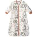 Yoofoss Baby Sleep Sack 6-12 Months 1.0 Tog Long Sleeve Sleep Sack Organic Cotton Wearable Blanket for Infants 2-Way Zipper Quilted Sleeping Sacks(Medium) (Brown Giraffe)